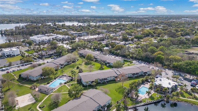 1695 Lee Rd Unit E103, Winter Park, FL 32789 - aerial overview of property's location featuring a pool area and a large body of water