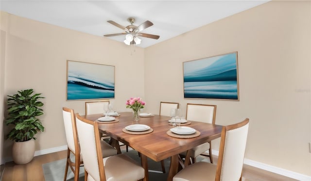 1695 Lee Rd Unit E103, Winter Park, FL 32789 - dining area featuring a ceiling fan, baseboards, and wood finished floors