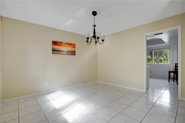 406 Oak Haven Dr Unit 406, Altamonte Springs, FL 32701 - unfurnished room with visible vents, baseboards, a notable chandelier, and light tile patterned flooring