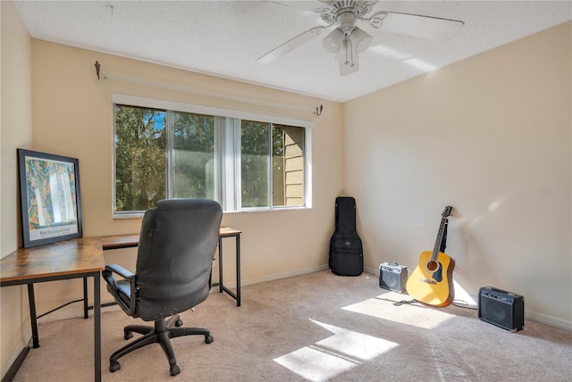 406 Oak Haven Dr Unit 406, Altamonte Springs, FL 32701 - office space featuring a textured ceiling, ceiling fan, baseboards, and light colored carpet