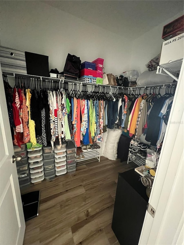 spacious closet featuring wood finished floors