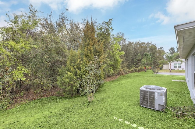 view of yard with central air condition unit