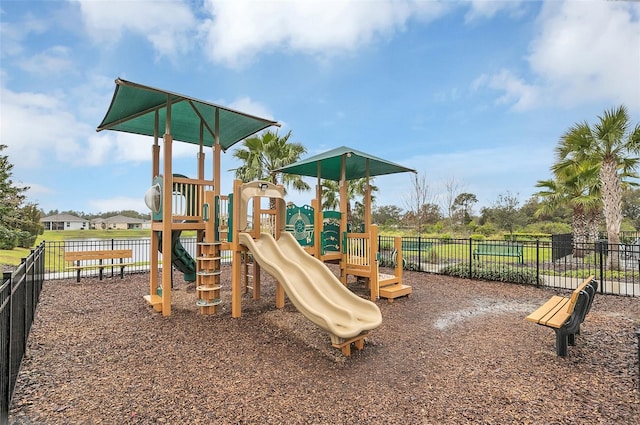 community play area with fence