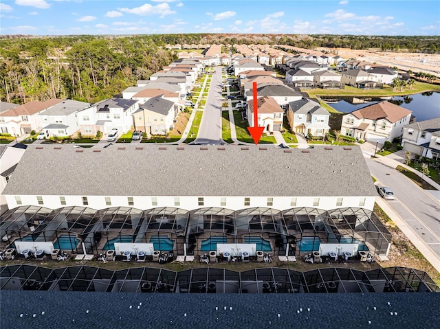 aerial view with a residential view