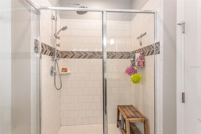 bathroom featuring a stall shower