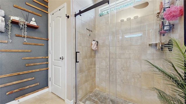 bathroom featuring a shower stall