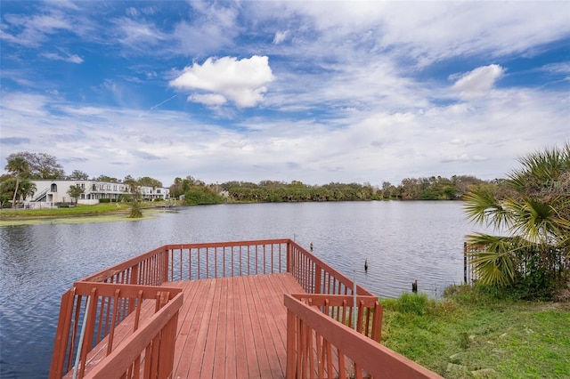 view of dock featuring a water view