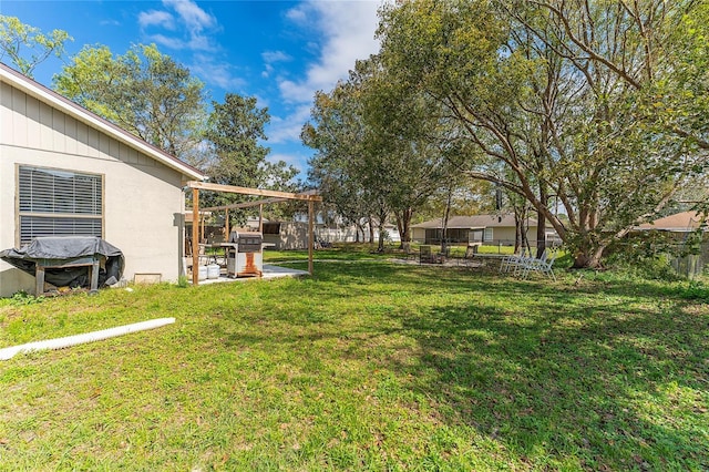 view of yard with a patio area and fence