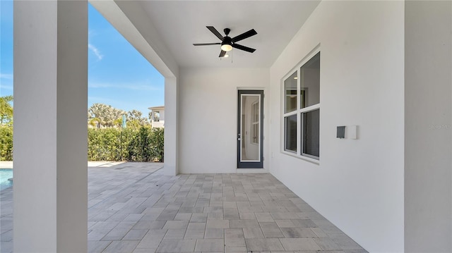 view of patio / terrace with a ceiling fan