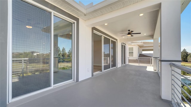 balcony with ceiling fan