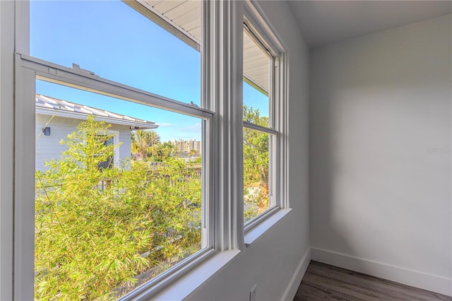 details featuring wood finished floors and baseboards