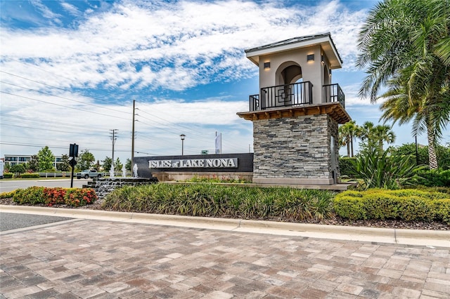 view of community sign