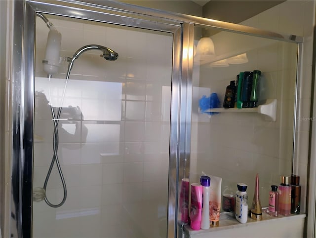 bathroom featuring a stall shower