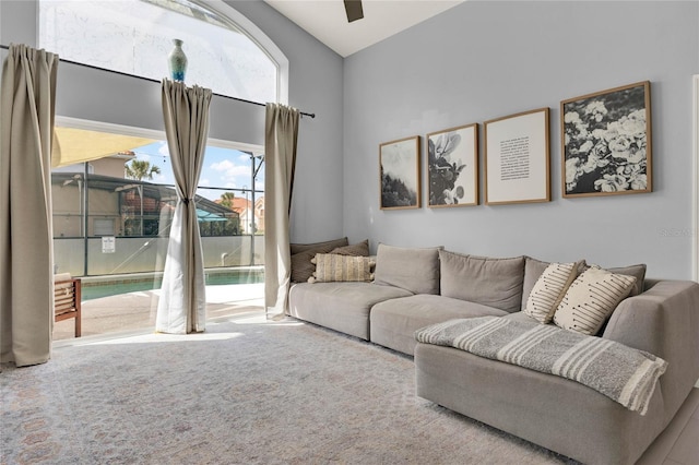 living room featuring carpet floors