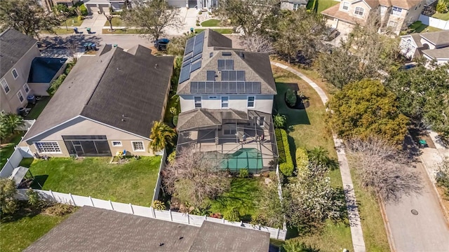 bird's eye view with a residential view