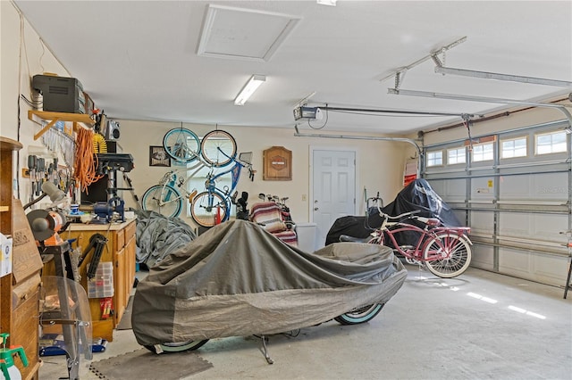 garage with a garage door opener