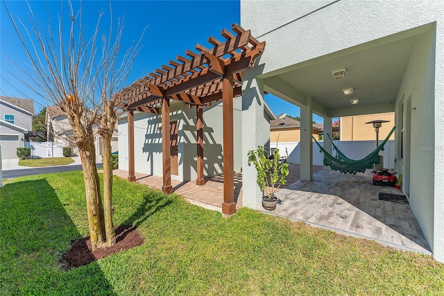 view of patio / terrace with fence and a pergola