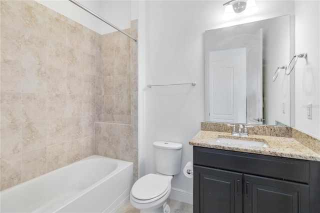 full bath with toilet, shower / bath combination, and vanity