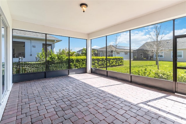 view of unfurnished sunroom