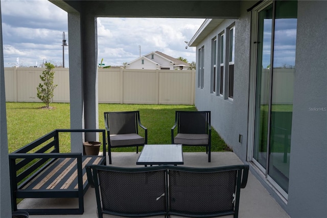 view of patio featuring a fenced backyard