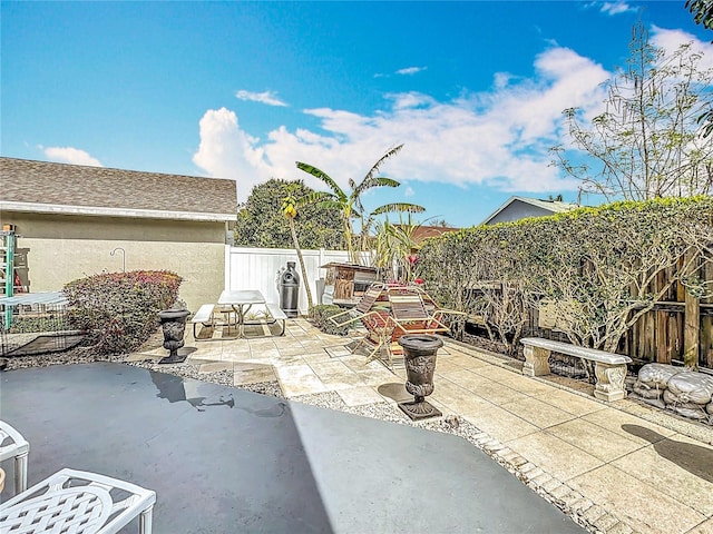 view of patio featuring a fenced backyard