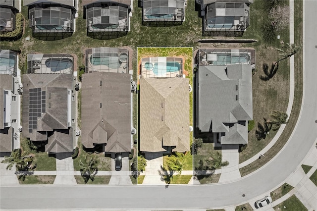 aerial view with a residential view