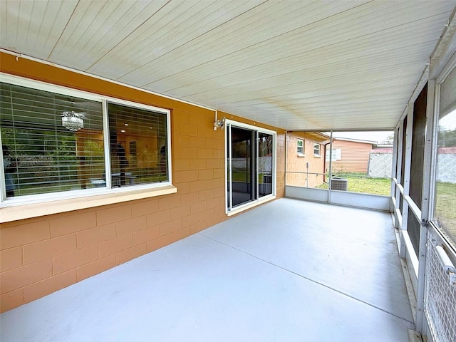 view of unfurnished sunroom