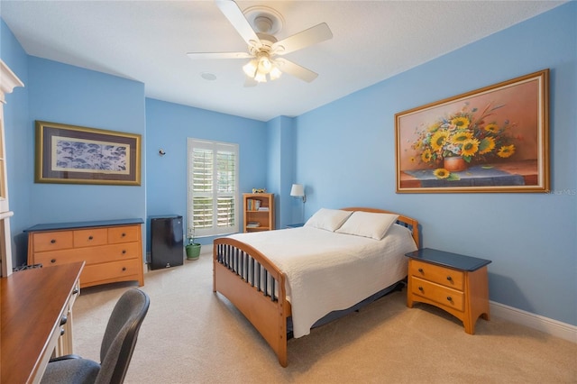1686 Shadowmoss Cir, Lake Mary, FL 32746 - bedroom with light colored carpet, a ceiling fan, and baseboards