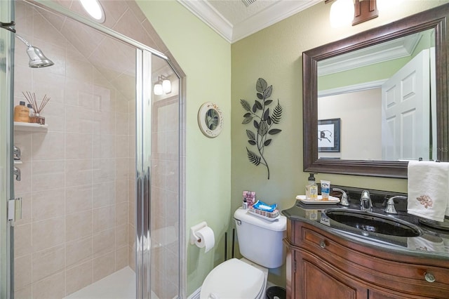 1686 Shadowmoss Cir, Lake Mary, FL 32746 - full bathroom with crown molding, toilet, vanity, and a shower stall