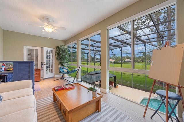 1686 Shadowmoss Cir, Lake Mary, FL 32746 - sunroom / solarium featuring ceiling fan, plenty of natural light, and french doors