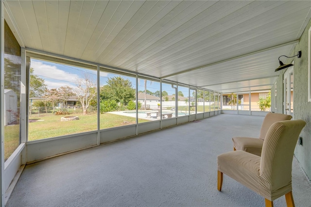 view of unfurnished sunroom