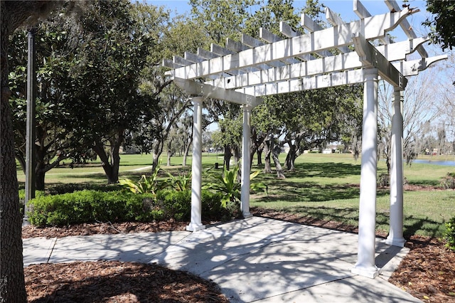 view of patio featuring a pergola