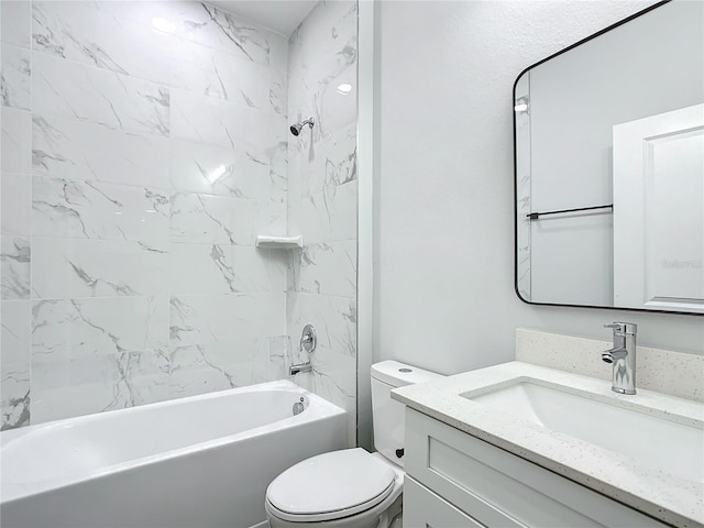 full bath featuring  shower combination, vanity, and toilet