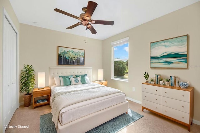 1000 Seburn Rd, Apopka, FL 32703 - bedroom with light colored carpet, a closet, and a ceiling fan