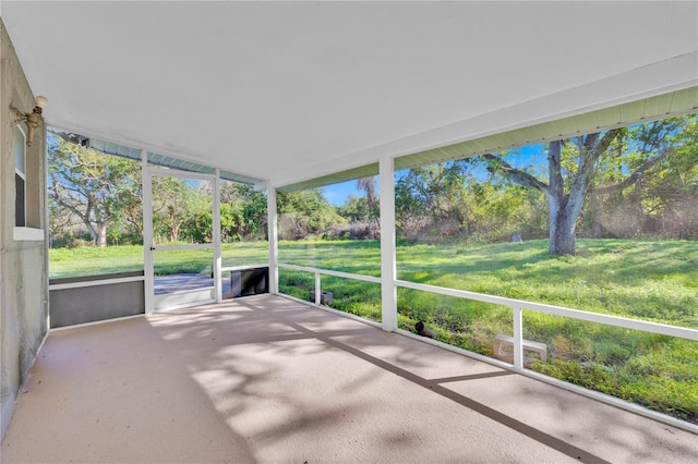 view of unfurnished sunroom