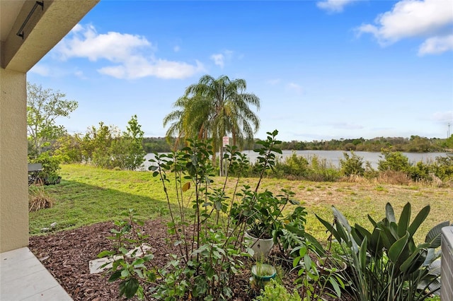 view of yard featuring a water view