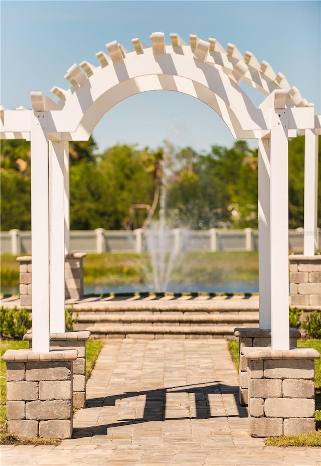 view of patio / terrace featuring a pergola