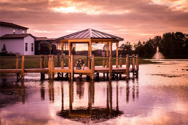 199 Macaulays Cv, Haines City, FL 33844 - view of dock featuring a water view and a gazebo