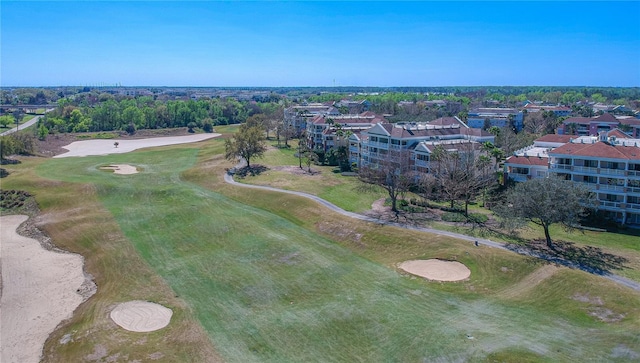 drone / aerial view with golf course view