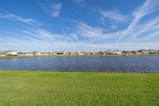 view of water feature with a residential view