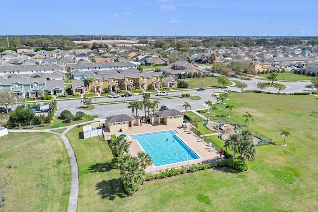 drone / aerial view with a residential view