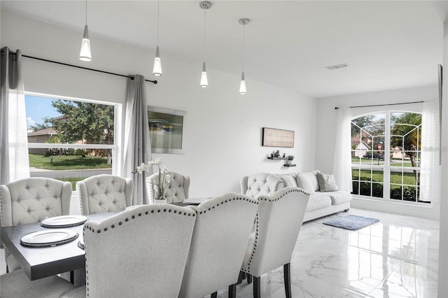 interior space featuring marble finish floor and visible vents