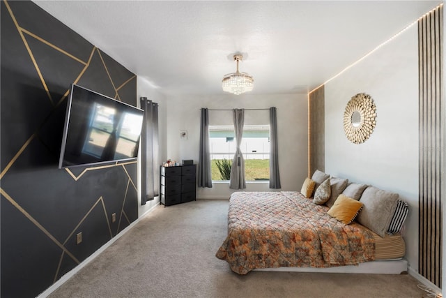 bedroom featuring carpet flooring and baseboards