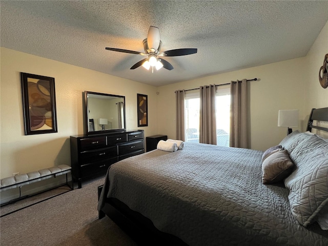 2494 Sweetwater Club Cir Unit 55, Kissimmee, FL 34746 - bedroom with a textured ceiling, carpet floors, and ceiling fan