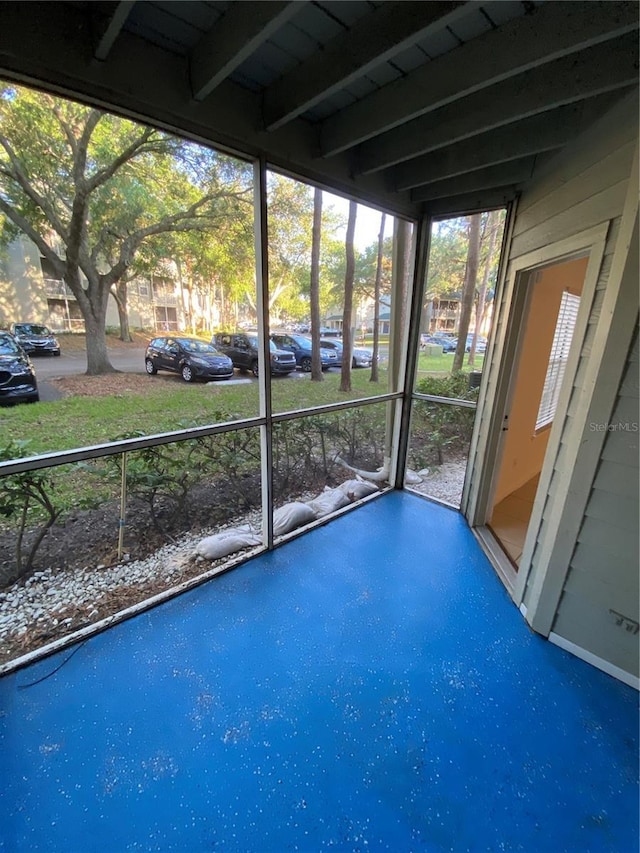 view of unfurnished sunroom