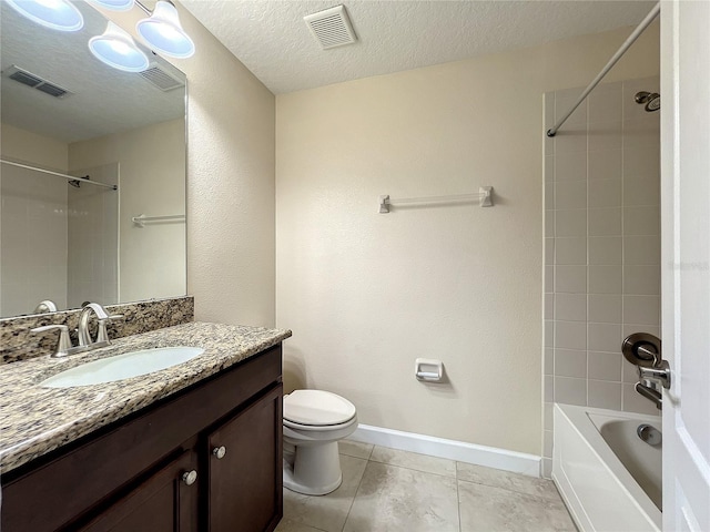 full bath featuring baseboards, visible vents, and toilet