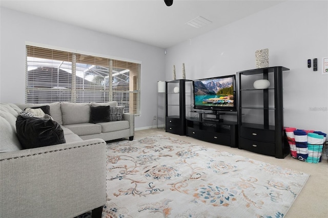 view of carpeted living area