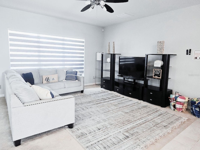 2663 Sand Hill Point Cir, Davenport, FL 33837 - tiled living area with ceiling fan