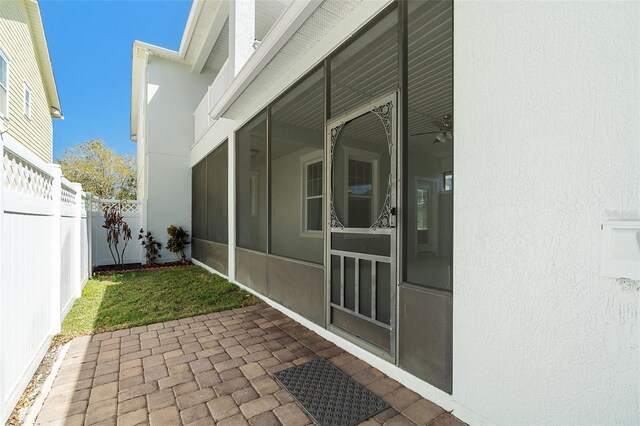 view of patio featuring fence