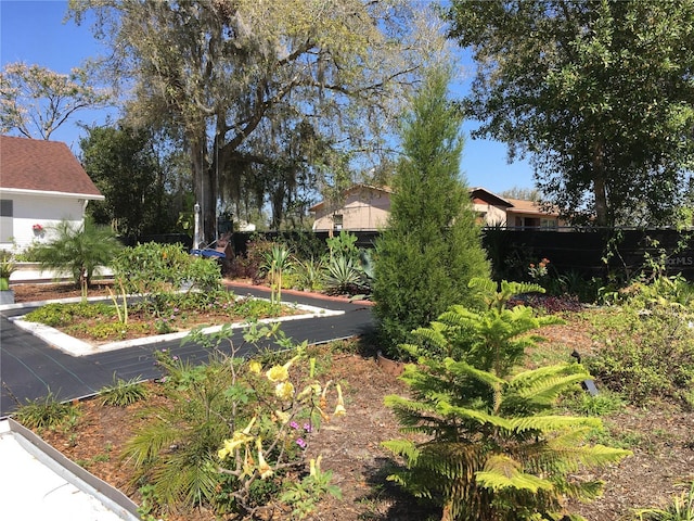 view of yard featuring a vegetable garden and fence